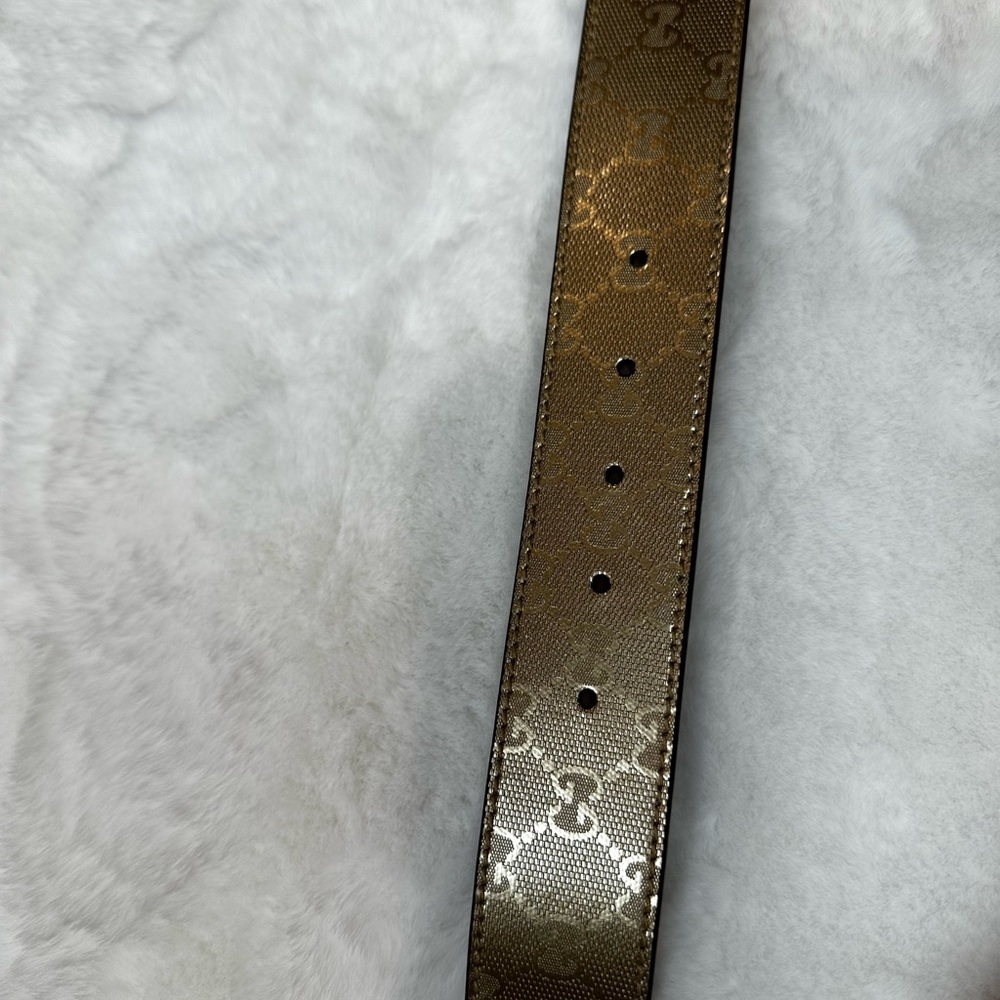 Gucci gold Leather Belt with Gold GG Buckle - Picture 12 of 16